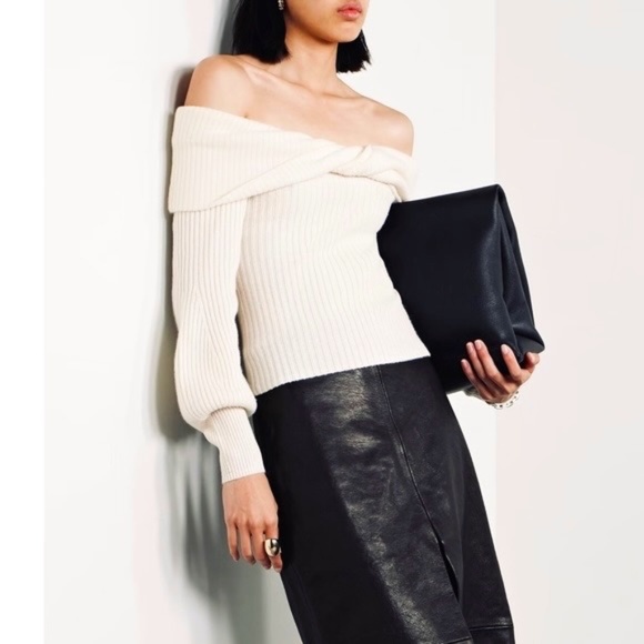 Cara Cara Salma Off-the-Shoulder Ribbed Twisted Wool and Cashmere-blend … - Picture 1 of 16